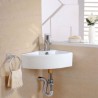 Without Faucet Contemporary Single Sink Wall Mounted Basin White Ceramic Triangle Sink