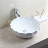 White Ceramic Bathroom Vessel Sink with Round Whorls (without Faucet)