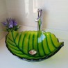 Green Leaf Shaped Tempered Glass Bathroom Sink Modern