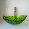 Green Leaf Shaped Tempered Glass Bathroom Sink Modern