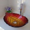 Gold Red Gradient Color Leaf Shape Modern Simple Tempered Glass Bathroom Sink