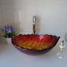 Gold Red Gradient Color Leaf Shape Modern Simple Tempered Glass Bathroom Sink