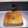 Modern Square Washroom Countertop Sink with Diamond Shaped Crystal Glass Wash Basin