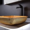 Modern Square Washroom Countertop Sink with Diamond Shaped Crystal Glass Wash Basin