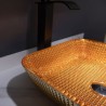 Modern Square Washroom Countertop Sink with Diamond Shaped Crystal Glass Wash Basin