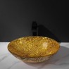 Bathroom Counter Basin Oval Golden Glass Wash Basin