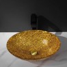 Bathroom Counter Basin Oval Golden Glass Wash Basin