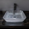 Modern Countertop Bathroom Sink with Transparent Square Glass Wash Basin