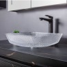 Modern Countertop Bathroom Sink with Transparent Square Glass Wash Basin