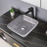 Modern Countertop Bathroom Sink with Transparent Square Glass Wash Basin