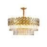 Modern Glass Pendant Light Living Room Bedroom Gold Circular Stainless Steel Chandelier