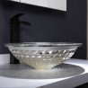 Silver Crystal Glass Wash Basin Modern Round Bathroom Washroom Countertop Sink