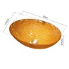 Bathroom Counter Basin Oval Golden Glass Wash Basin