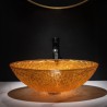 Bathroom Counter Basin Oval Golden Glass Wash Basin