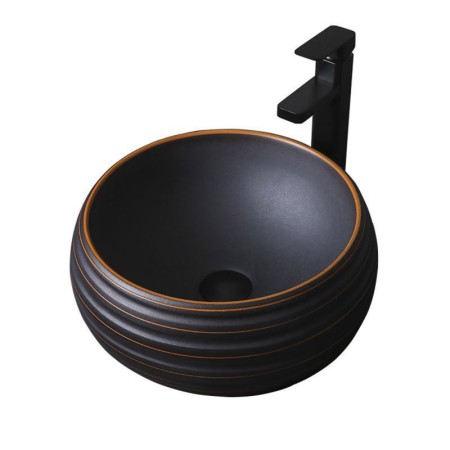 Industrial Style Ceramic Wash Basin Matt Circle Lines Bathroom Basin