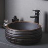 Industrial Style Ceramic Wash Basin Matt Circle Lines Bathroom Basin