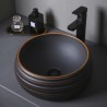 Industrial Style Ceramic Wash Basin Matt Circle Lines Bathroom Basin