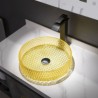 Bathroom Vanity Countertop Round Bowl Yellow Glass Circular Wash Basin