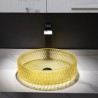 Bathroom Vanity Countertop Round Bowl Yellow Glass Circular Wash Basin