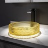 Bathroom Vanity Countertop Round Bowl Yellow Glass Circular Wash Basin