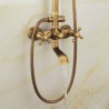 3 Hole 2 Handle Antique Brushed Finish Brass Bathroom Shower Faucet with Handheld Shower Carved Base