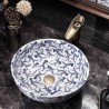 Blue And White Porcelain Washbasin Traditional Ceramic Bathroom Sink