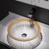 Bathroom Vanity Sink with Circular Glass Wash Basin and Coloring Decorative Edge