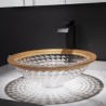 Bathroom Vanity Sink with Circular Glass Wash Basin and Coloring Decorative Edge