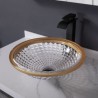 Bathroom Vanity Sink with Circular Glass Wash Basin and Coloring Decorative Edge