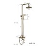 3 Hole 2 Handle Antique Brushed Finish Brass Bathroom Shower Faucet with Handheld Shower Carved Base