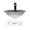 Bathroom Vanity Sink with Circular Glass Wash Basin and Grey Decorative Edge