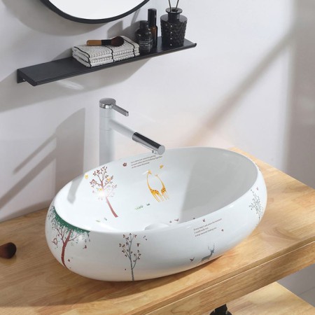 Bathroom Lavatory Countertop Basin with Modern Ceramic Wash Basin