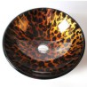 Leopard Print Round Tempered Glass Sink in Modern Fashion (Faucet Not Included)