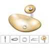 Gold Color Glass Basin Bathroom Countertop Waterfall Vessel Sink Tap Ingot Sink and Faucet Set