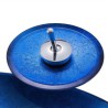 Contemporary Blue Basin Foil Covered Tempered Glass Round Vessel Sink with Waterfall Faucet