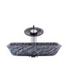 Black Spiral Pattern Basin Bathroom Countertop Waterfall Vessel Sink Tap Rectangle Glass Sink and Faucet Set