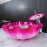 Wave Basin Tempered Glass Bathroom Countertop Waterfall Vessel Sink Tap Gradient Sink and Faucet Set