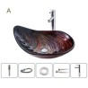 Bathroom Countertop Vessel Sink Tap Irregular Tempered Glass Sink and Faucet Set