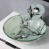 Imitation Marble Glass Basin Bathroom Countertop Waterfall Vessel Sink Tap Round Sink and Faucet Set