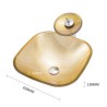 Gold Color Glass Basin Bathroom Countertop Waterfall Vessel Sink Tap Square Sink and Faucet Set