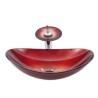 Tempered Glass Bathroom Countertop Waterfall Vessel Sink Tap Gradient Red Sink and Faucet Set