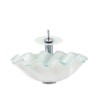 Wave Shape Basin Tempered Glass Bathroom Countertop Waterfall Vessel Sink Tap White Sink and Faucet Set