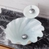 Wave Shape Basin Tempered Glass Bathroom Countertop Waterfall Vessel Sink Tap White Sink and Faucet Set