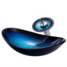 Blue Basin Foil Covered Tempered Glass Bathroom Sink with Waterfall Faucet by Yuanbao Design