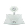 White Color Basin Tempered Glass Bathroom Countertop Waterfall Vessel Sink Tap Square Sink and Faucet Set