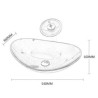 Bathroom Sink and Faucet Set Blue Oval Tempered Glass Basin Waterfall Tap Sink