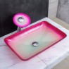 Rectangle Sink and Faucet Set Gradient Basin Bathroom Countertop Waterfall Vessel Sink Tap