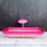 Rectangle Sink and Faucet Set Gradient Basin Bathroom Countertop Waterfall Vessel Sink Tap