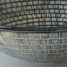 Tempered glass sink and faucet set with a brick pattern vessel basin and a waterfall tap