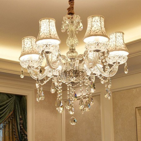 Dining Room Bedroom Living Room Elegant Modern Crystal Chandelier Transparent Pendant Light